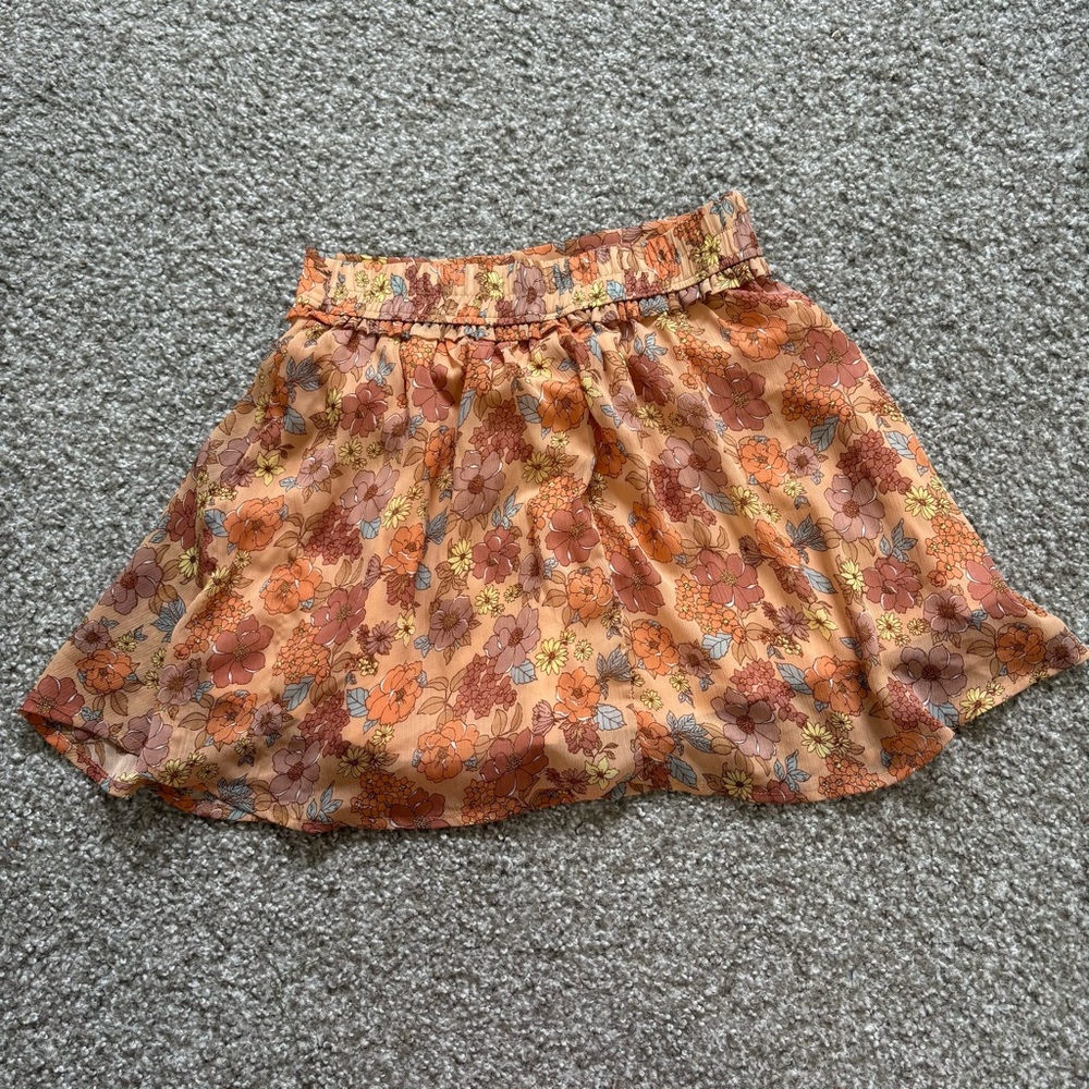 Sadie & Sage Orange Floral Dainty Mini Skirt